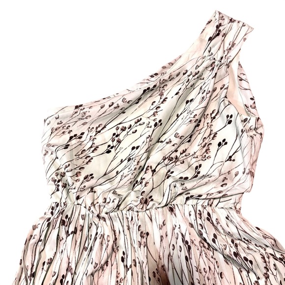 Vince Camuto One Shoulder Mint Green Floral Pleat Drape Grecian Dress $138 NWT - Picture 2 of 8